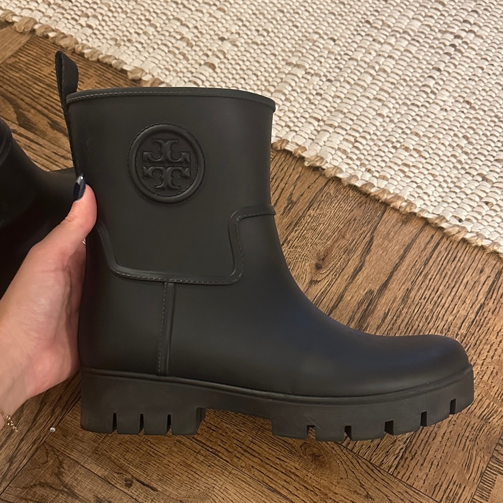Tory Burch Black Rubber Boots